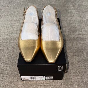 Naturalizer Metallic Gold Pointed Slingback Flats